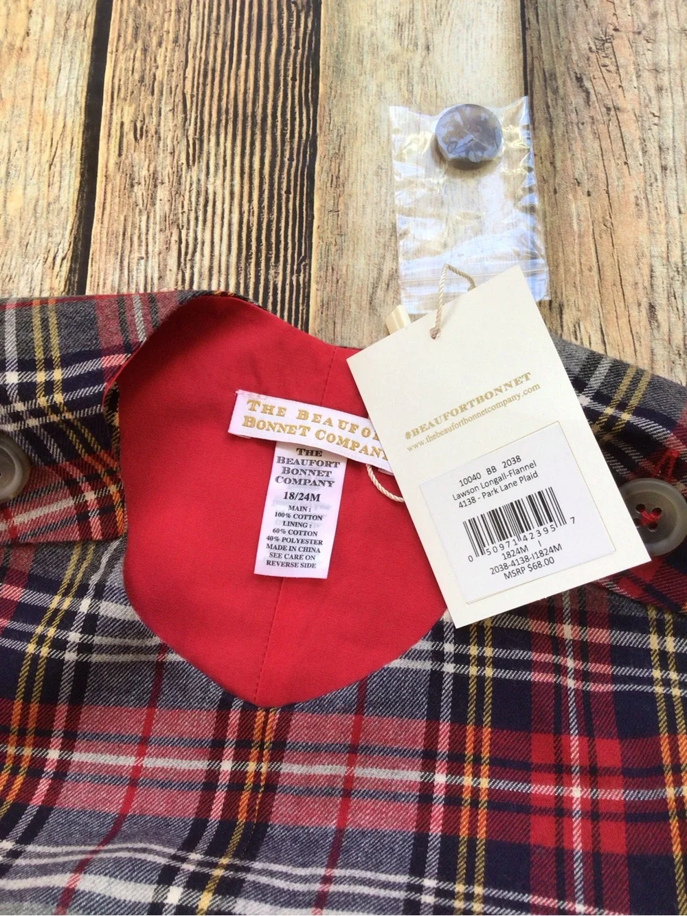 NWT Beaufort Bonnet TBBC Park Lane Plaid Lawson Longall